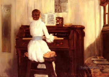 William Merritt Chase Painting - Mrs Meigs At The Piano Organ William Merritt Chase